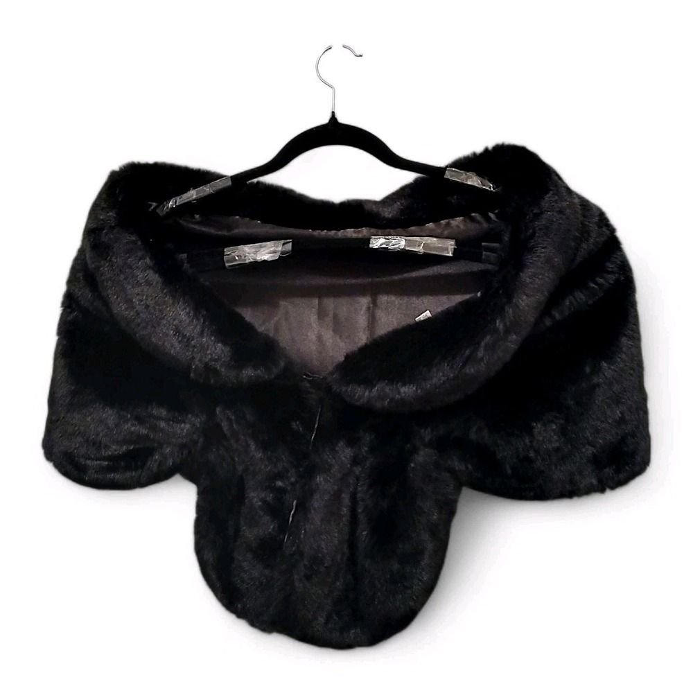 Vintage Woolworth's Stole Faux Mink Realistic Black Fancy Holiday Wedding Sz M-L